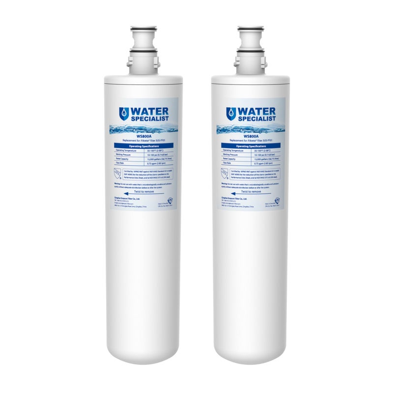 Waterspecialist 3US-PF01 3US-MAX-F01 Replacement Filter, NSF/ANSI 42 Certified Replacement for FiltreteÂ® 3US-PF01, 3US-MAX-F01H, Delta RP78702, Manitowoc K-00337, K-00338, HF20, HF25, HF27, 2 Packs - Image 1
